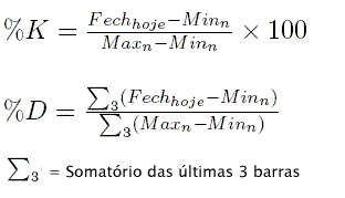 Imagem mostra a fórmula do oscilador estocástico